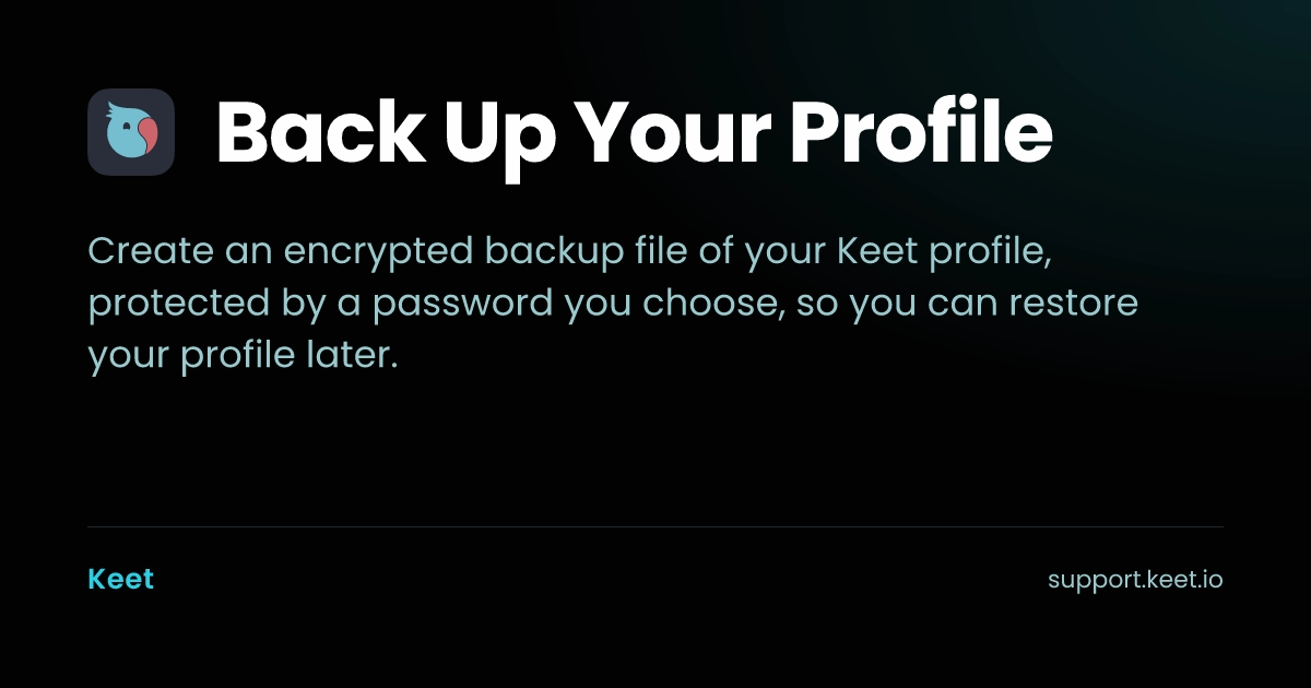 Back Up Your Profile